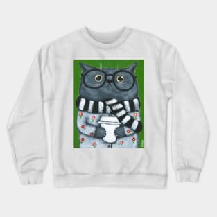 Coffee Cat Waiting For Spring Crewneck Sweatshirt